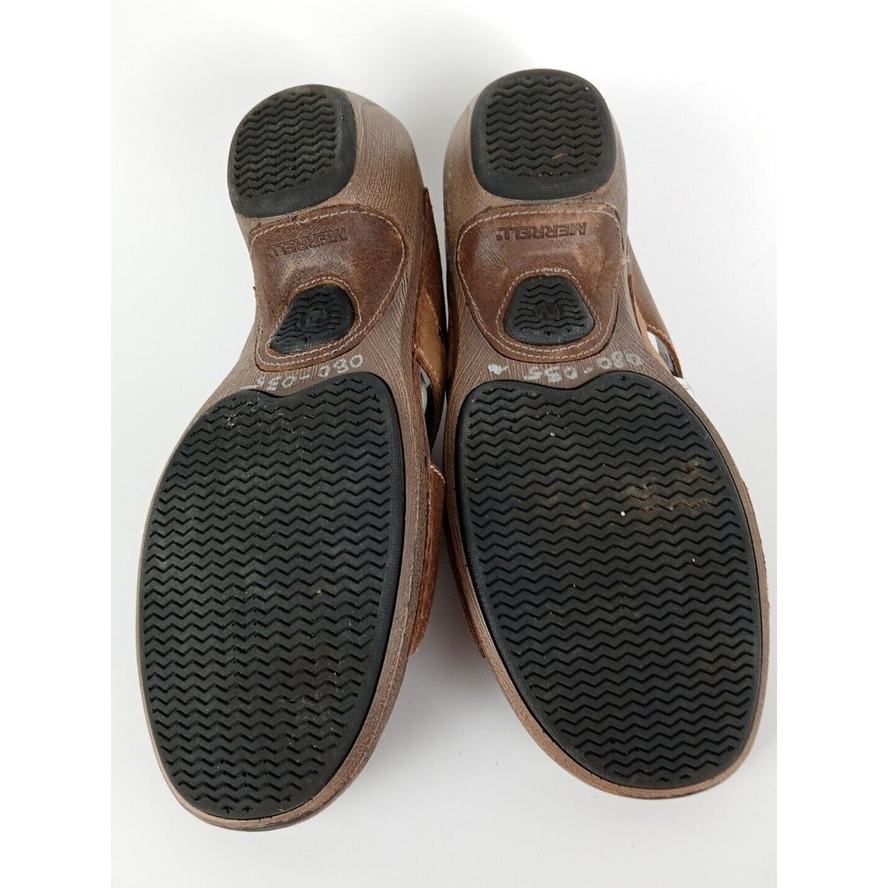 Merrell Brown Leather Sandals Heels Slip Ons Luxe Slide Mink Womens Size 8 - Picture 7 of 8
